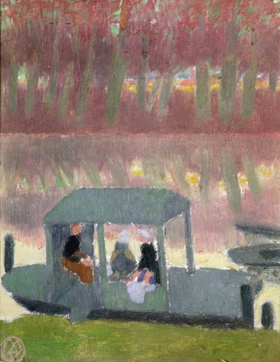 O Bateau-Lavoir em Port-Marly, 1890 (óleo sobre papel) de Maurice Denis